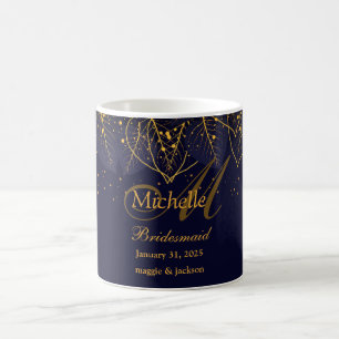 Delicate Blue and Gold Leaves Coffee Mug