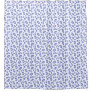 Delicate Blue and white flowers floral shower curt Curtain