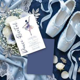Delicate Blue Ballerina Dance Recital TMF26 Invitation