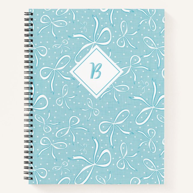 Delicate Blue Coquette Bows Notebook (Front)