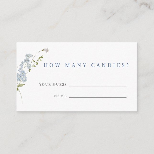 Delicate Blue Floral Baby Shower Guessing Game Enclosure Card (Front)