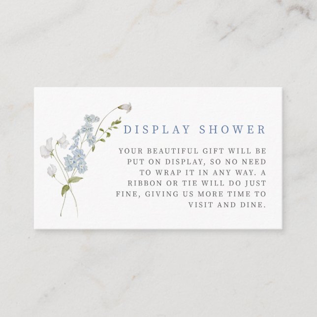 Delicate Blue Floral Bouquet Enclosure Card (Front)