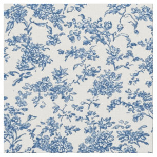 Delicate Blue Floral Toile Repeat Fabric