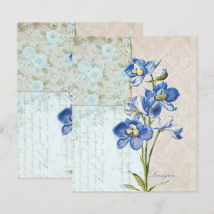 Delicate Blue Floral Vintage Scrapbook Paper