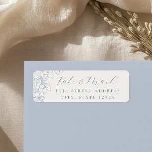 Delicate Blue Floral Wedding Return Address Labels