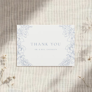 Delicate Blue Floral Wedding Thank You Card