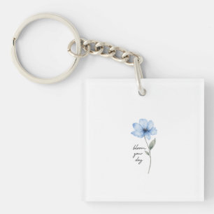 delicate blue flower aesthetic key ring