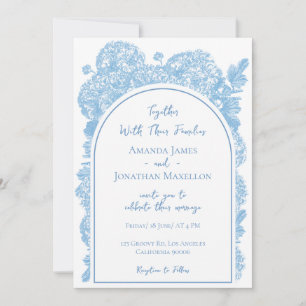 Delicate Blue Flower Wedding Arc Invitation