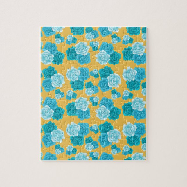 Delicate Blue Flowers Custom Pattern Jigsaw Puzzle (Vertical)