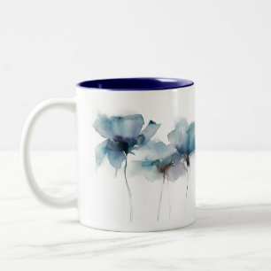 Delicate Blue Flowers Two-Tone Mug