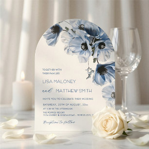 Delicate Blue Flowers White Wedding Invitation