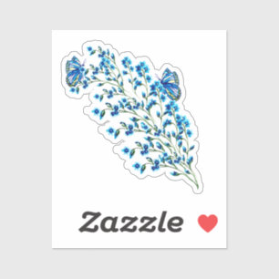 Delicate blue flowers with butterfly