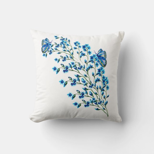 Delicate blue flowers with butterfly cushion (Front)