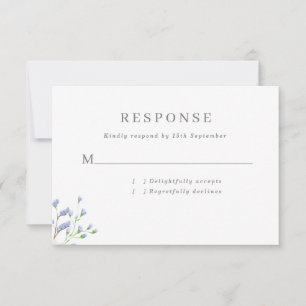 Delicate Blue French Regency Flowers Wedding RSVP Card
