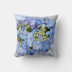 Delicate Blue Lacecap Hydrangea Cushion