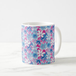 Delicate Blue & Pink Floral Bliss Coffee Mug
