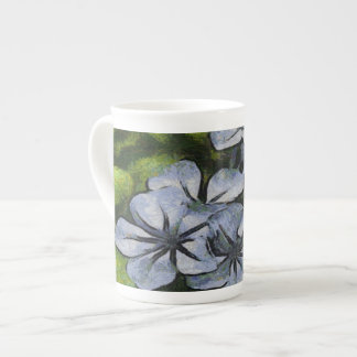 Delicate Blue Plumbago Blossom Painting Bone China Mug