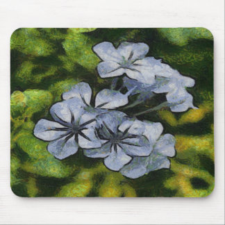 Delicate Blue Plumbago Blossom Painting Mouse Mat