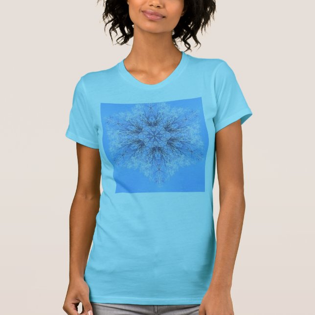 Delicate Blue Snowflake Fractal T-Shirt (Front)
