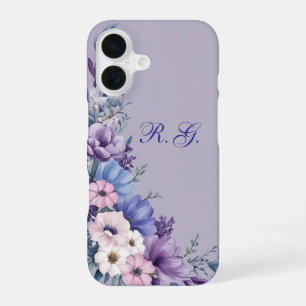 Delicate Blue, White, Pink & Purple Summer Blooms iPhone 16 Case