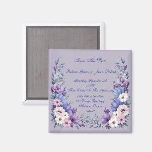 Delicate Blue, White, Pink & Purple Summer Blooms Magnet