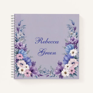 Delicate Blue, White, Pink & Purple Summer Blooms Notebook