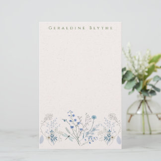 Delicate Blue Wildflower Border Stationery