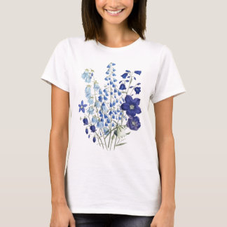 Delicate Blue Wildflower Botanical Sketch Women's  T-Shirt