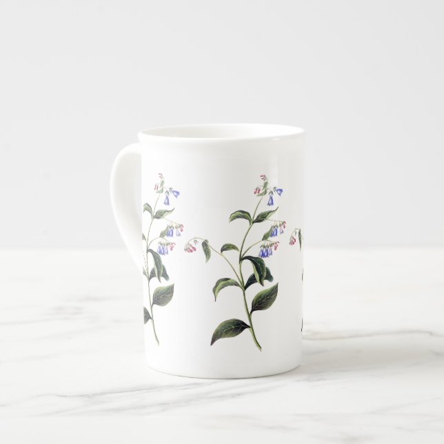 Delicate Blue Wildflowers Botanical Bone China Mug (Front Left)