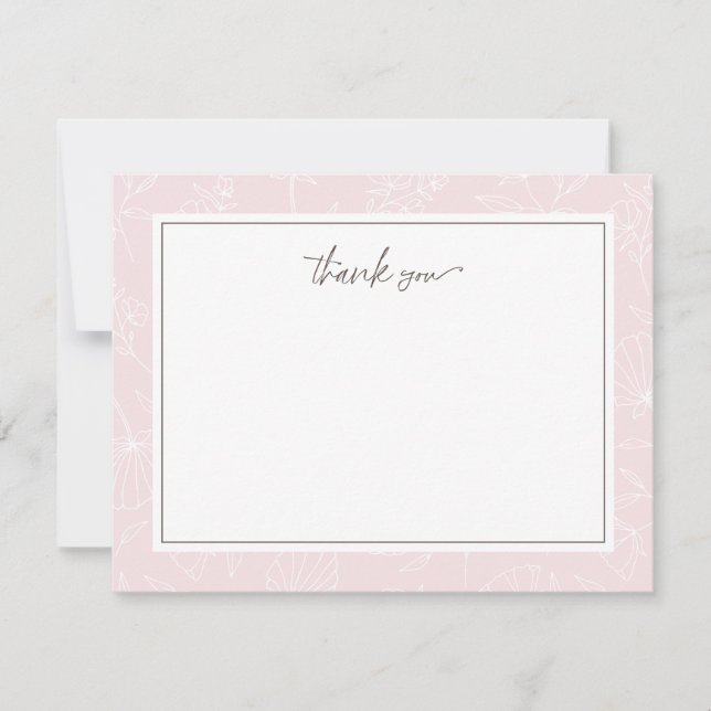 Delicate Blush Floral Thank You Card (Front)