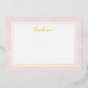 Delicate Blush Floral Thank You Foil Note Card