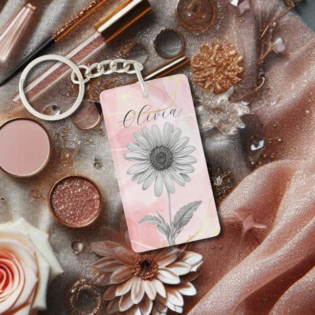Delicate Blush Pink Daisy Flower Key Ring (Creator Uploaded)