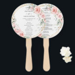Delicate Blush Pink Floral Gold Wedding Program Hand Fan<br><div class="desc">Designed to co-ordinate with our Blossoms wedding collection, this elegant wedding program features a beautiful delicate watercolor blush pink floral and dainty greenery foliage. Personalise it with your wedding details easily and quickly, simply press the customise it button to further re-arrange and format the style and placement of the text....</div>