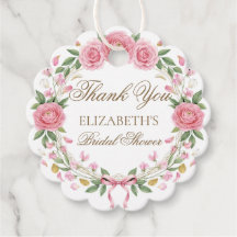 Delicate Blush Pink Floral Wreath Script Thank You