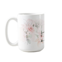 Delicate Blush Pink Rose Monogram Letter E