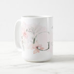 Delicate Blush Pink Rose Monogram Letter G Coffee Mug<br><div class="desc">Monogram Floral Letter G - A pale blush pink watercolor wash behind delicate blush pink cottage roses. Pretty watercolor floral sprays on both sides of the mug - and decorate the large first letter of your name. Delicate hand painted smokey green foliage and watercolor sweetheart roses in blush pink is...</div>