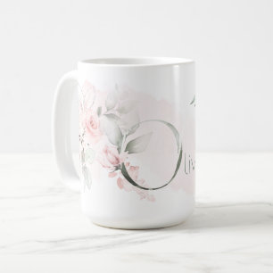 Delicate Blush Pink Rose Monogram Letter O Coffee Mug