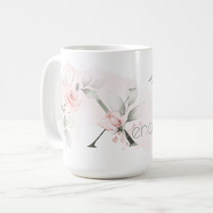 Delicate Blush Pink Rose Monogram Letter X Coffee Mug