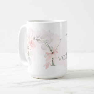 Delicate Blush Pink Rose Monogram Letter Y Coffee Mug