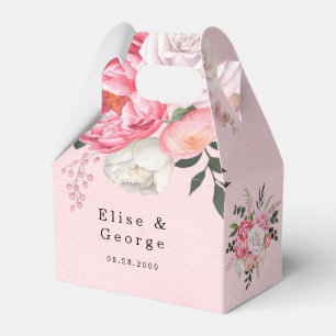 Delicate Blush White Watercolor Floral Wedding Favour Box