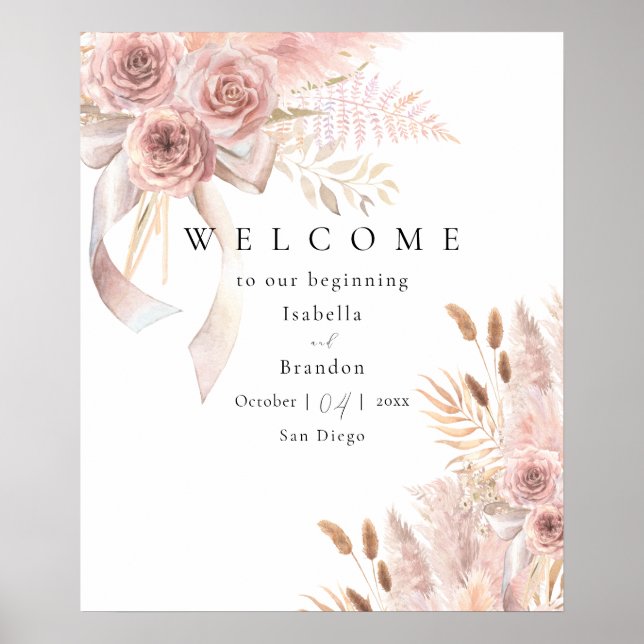Delicate Bohemian Pink Floral Poster (Front)