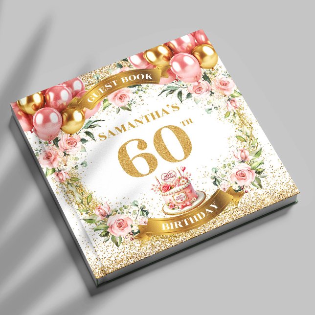 Delicate Boho 60th Birthday Guest Book Petal Glow (Delicate Boho 60th Birthday Guest Book Petal Glow

)
