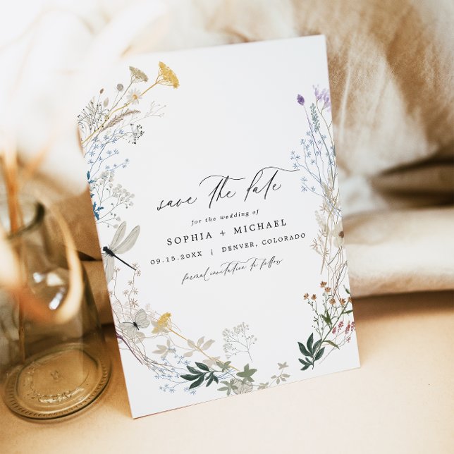 Delicate Boho Earth Tone Wildflower Save the Date Invitation (Creator Uploaded)