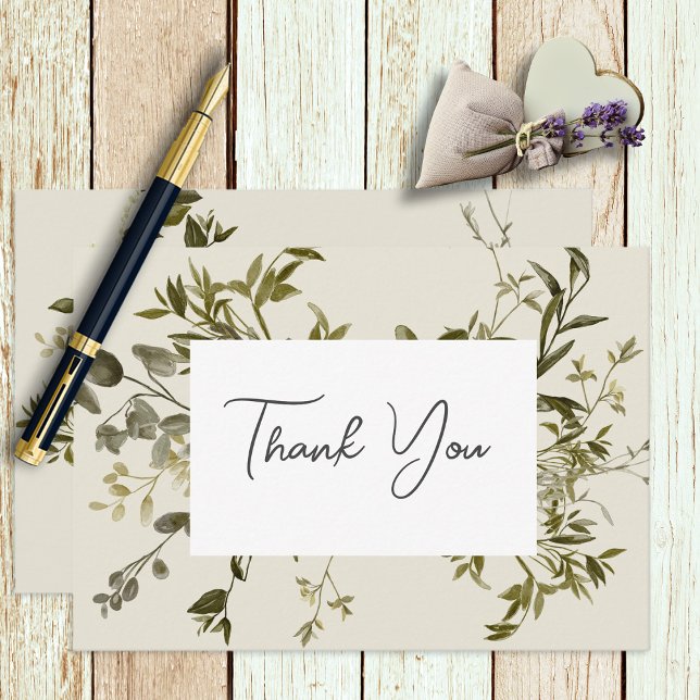 Delicate Boho Greenery Wedding  Thank You Card (Creator Uploaded)