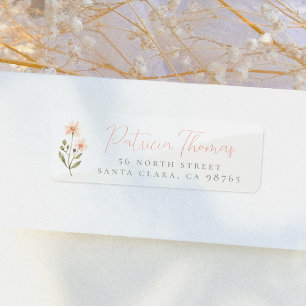 Delicate Boho Wildflower Script Return Address