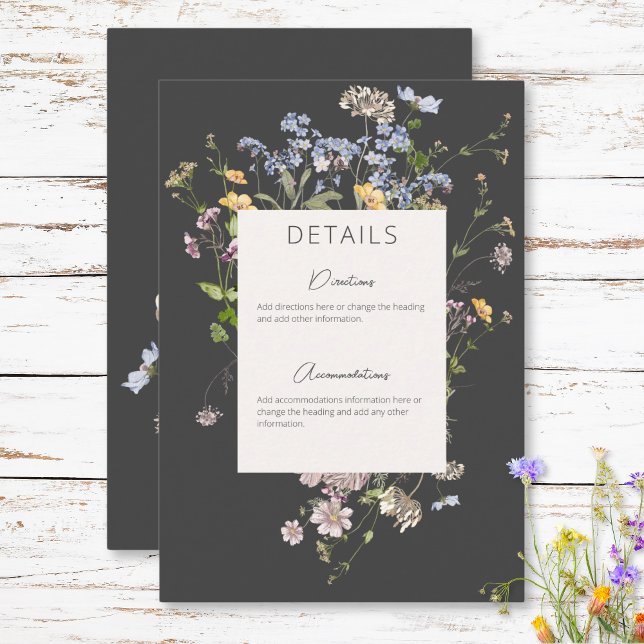 Delicate Boho Wildflowers Charcoal Details Enclosure Card (Delicate Boho Wildflowers Charcoal Details Enclosure Card)