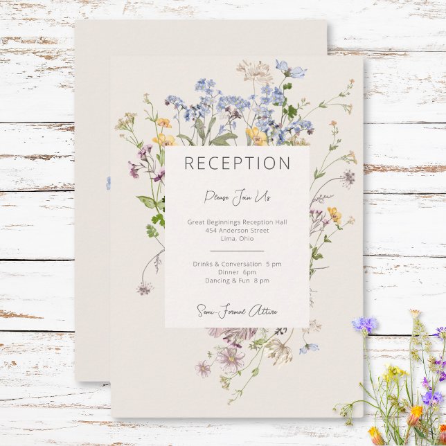 Delicate Boho Wildflowers Cream Reception Wedding Enclosure Card (Delicate Boho Wildflowers Cream Reception Wedding Enclosure Card)
