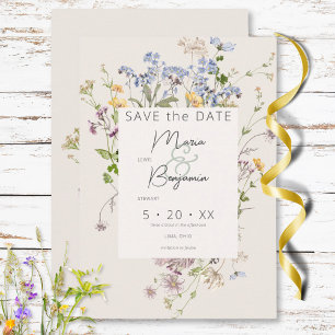 Delicate Boho Wildflowers Cream Wedding Save The Date