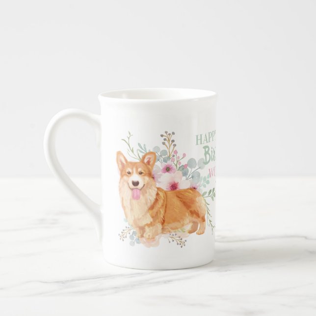 Delicate Bone China CORGI Mummy Birthday Mug (Left)