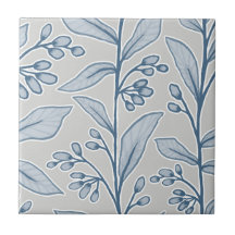 Delicate Botanic Reverie L1 Grey White Blue Plant
